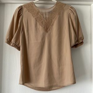 EXPRESS dressy short sleeve top - beige